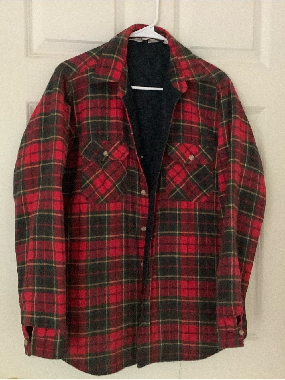 Woolrich Red & Green Plaid Quilted-Lined Shirt Jacket